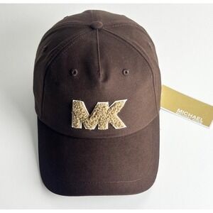 Michael Kors Saddle Brown Sherpa MK Logo Baseball Cap Hat 29MKWC551254C-202 NEW